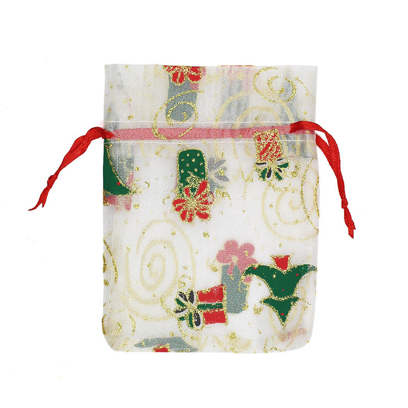 50PCS 100PCS 10x15 13x18CM Christmas Drawstring Organza Bag Jewelry Chocolate Party Gift Packaging Bag