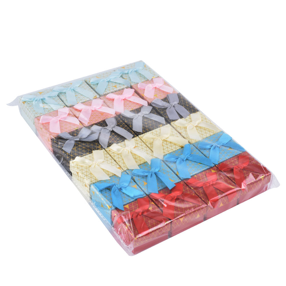 24 PCS B1522-X1 Fashion Cardboard 6 Color Ring Jewelry Box With Bow Tie