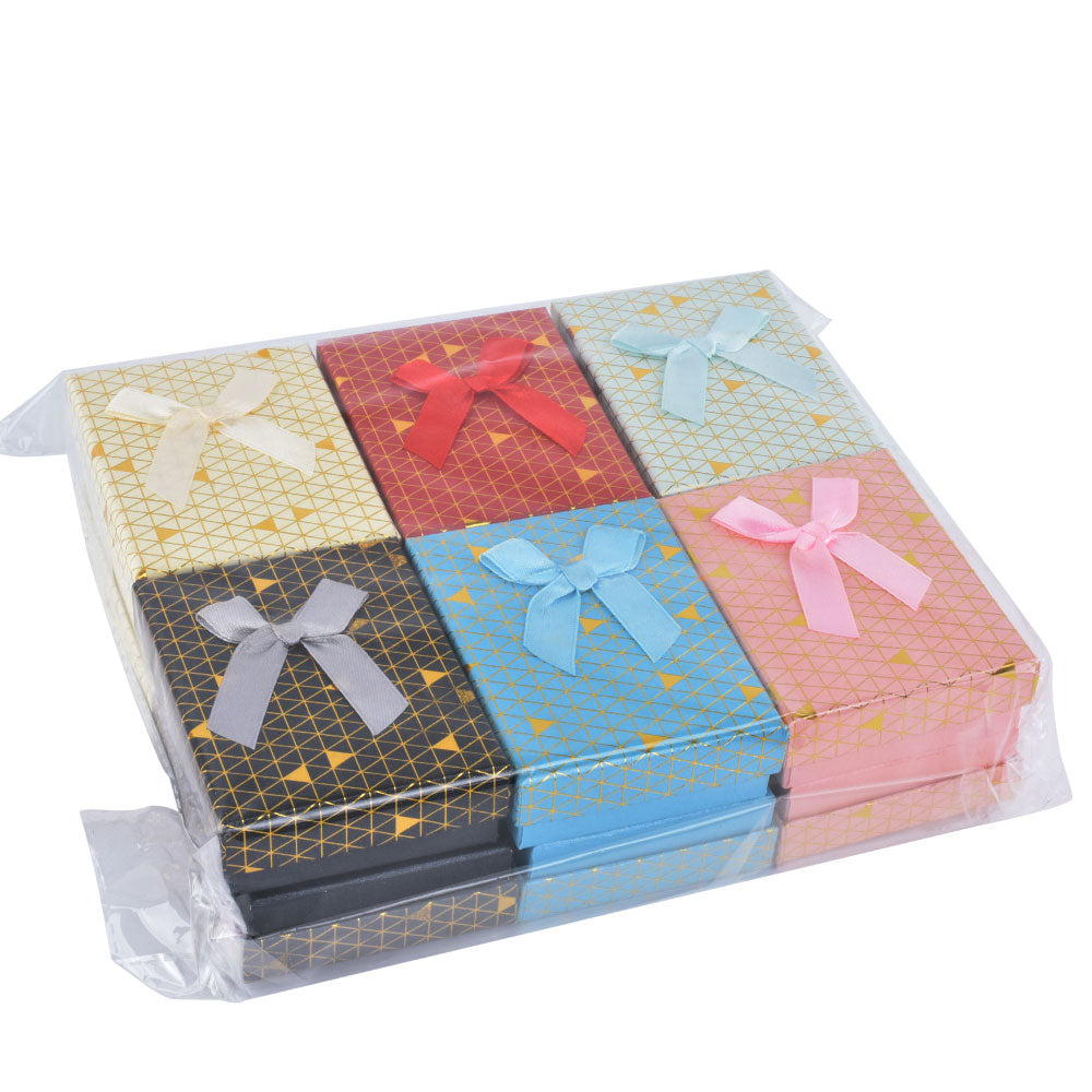12 PCS B1534-X1 Fashion Cardboard 6 Color Pendant Jewelry Box With Bow Tie