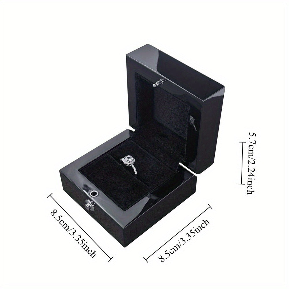 6 PCS Glossy Black LED Jewelry Box Luxury Ring Necklace Display Case