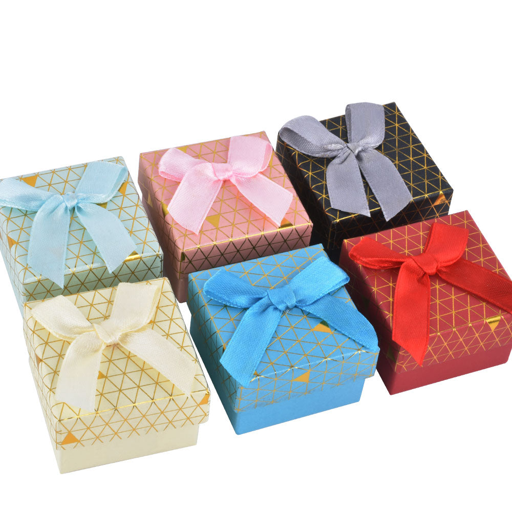 24 PCS B1522-X1 Fashion Cardboard 6 Color Ring Jewelry Box With Bow Tie