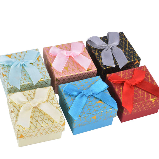 24 PCS B1522-X1 Fashion Cardboard 6 Color Ring Jewelry Box With Bow Tie
