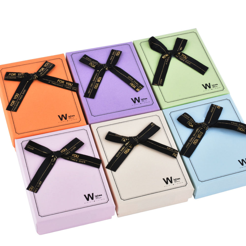 12 PCS B1534-X7 Fashion 6 Colors Pendant Earring Necklace Boxes with Ribbon