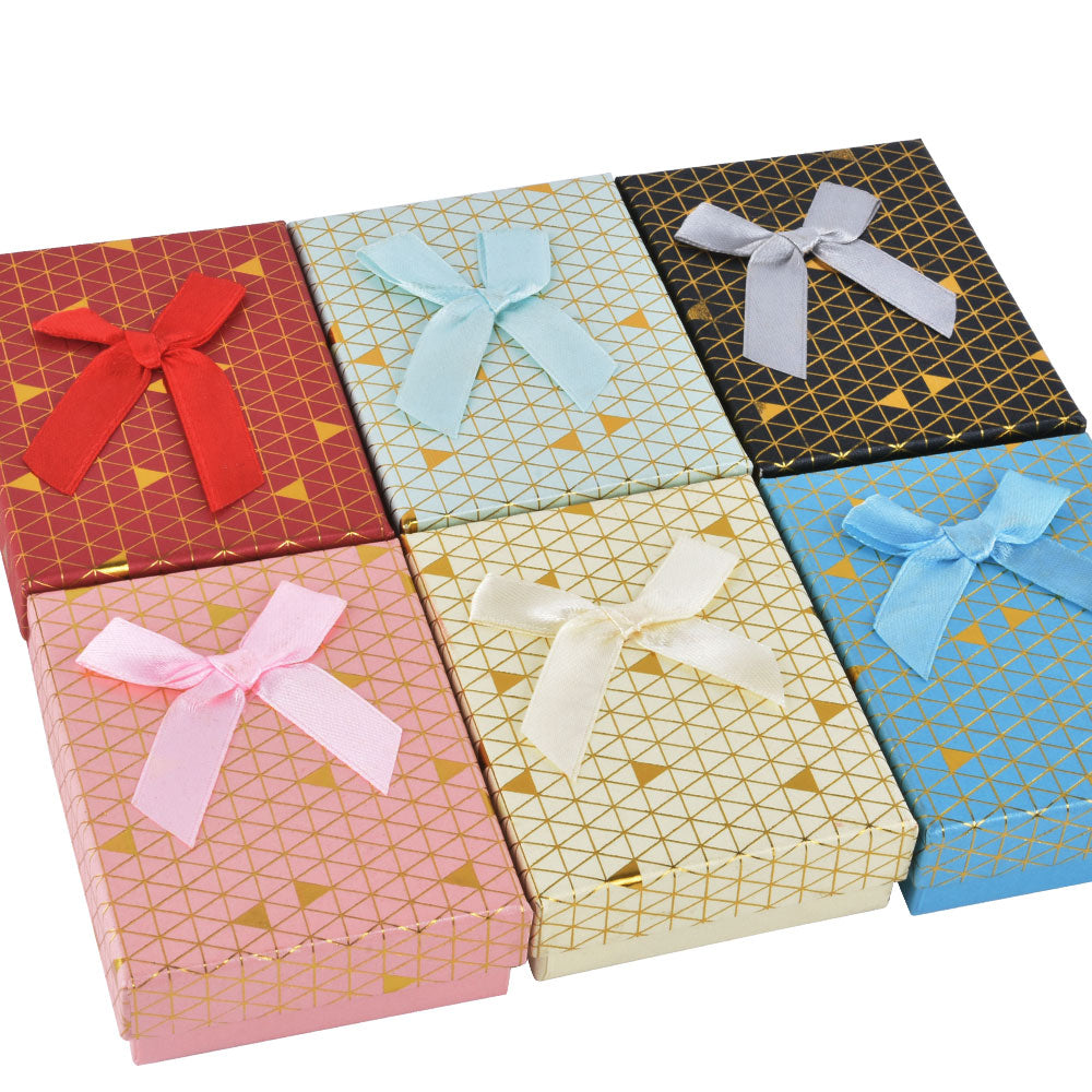 12 PCS B1534-X1 Fashion Cardboard 6 Color Pendant Jewelry Box With Bow Tie