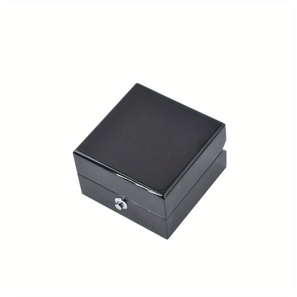 6 PCS Glossy Black LED Jewelry Box Luxury Ring Necklace Display Case