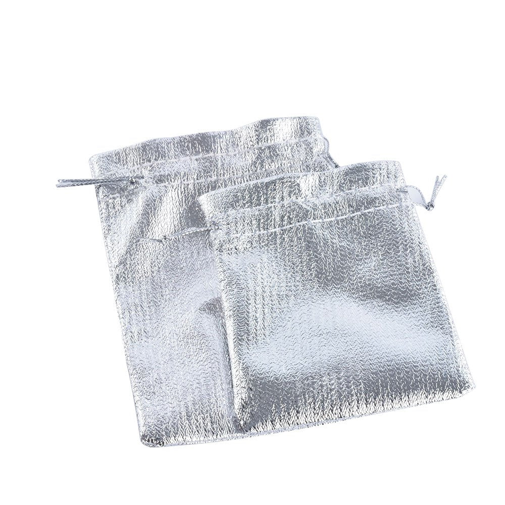 100PCS 7x9 9x12cm Jewelry Packaging Bags Gold Foil Cloth Drawstring Candy Bags Adjustable Gift Packaging Bags for Packaging, Organizing, Storage