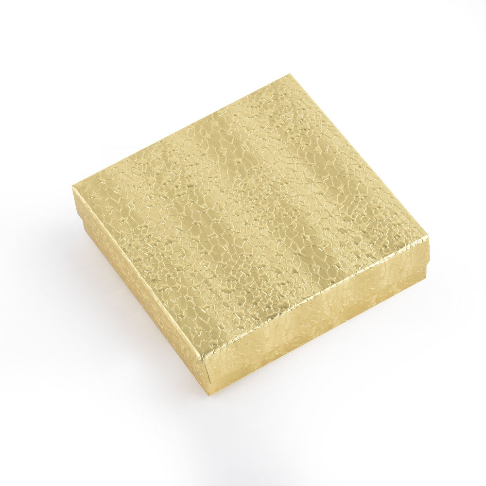 100PCS BX2833 Gold Cotton Filled Boxes, Size:3 1/2*3 1/2*1 inch