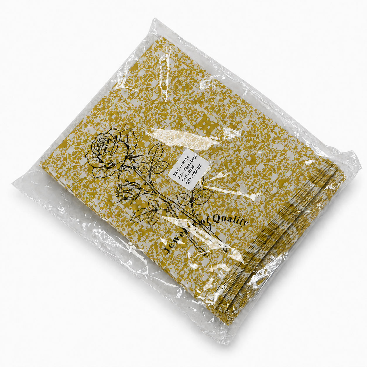 Gold Rose Self-Seal Jewelry Paper Envelopes – 8.5 × 11 in, 100 Pack