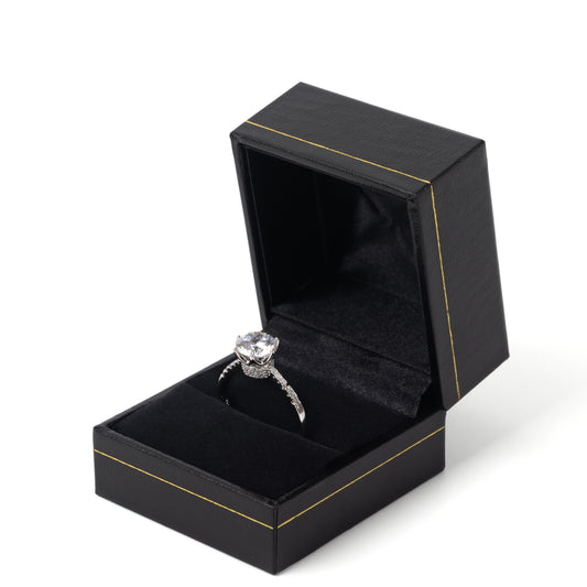 24PCS Black Ring Box With Gold Trim For Wedding Proposal Engagement