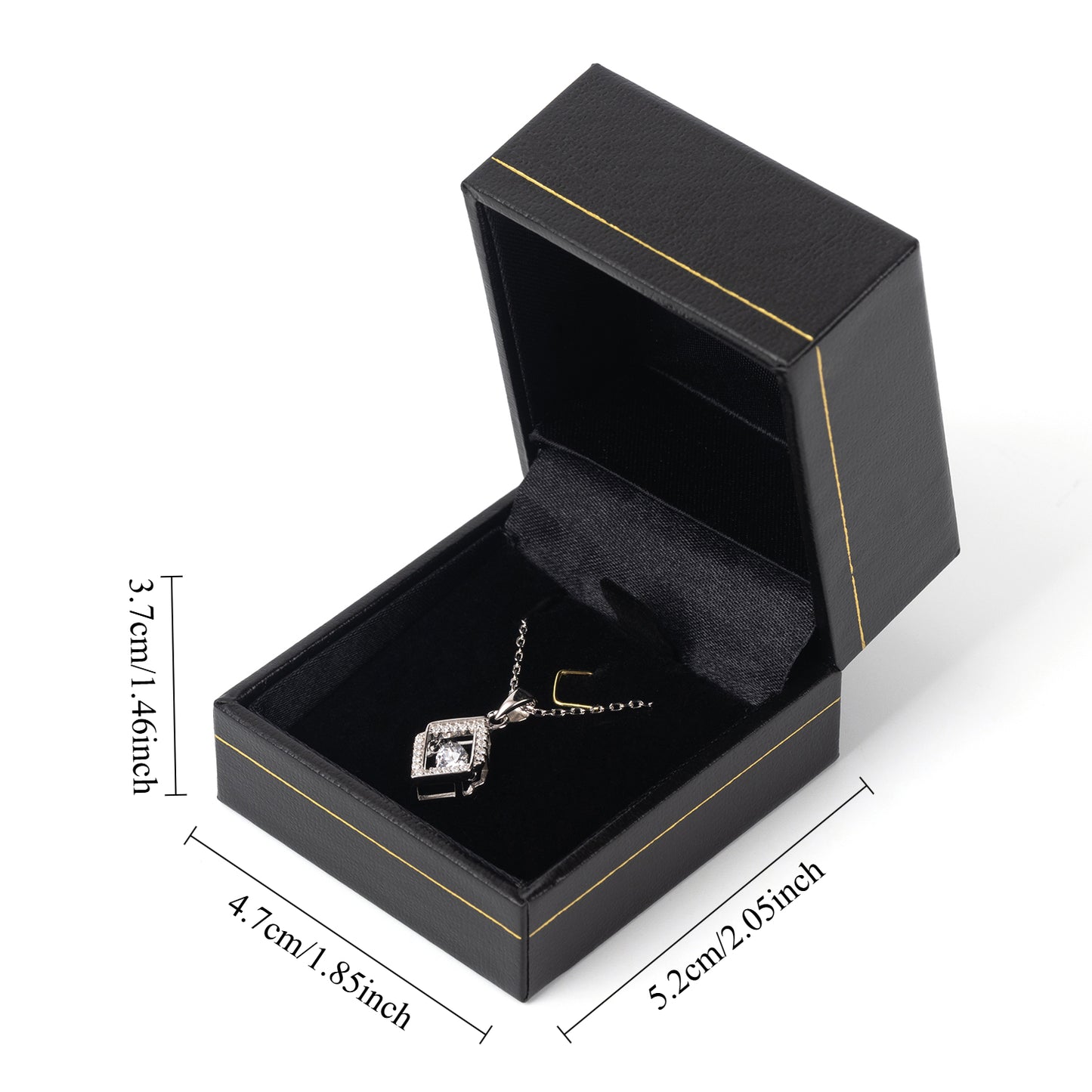 24PCS Black Pendant Box With Gold Trim For Man Women Wedding