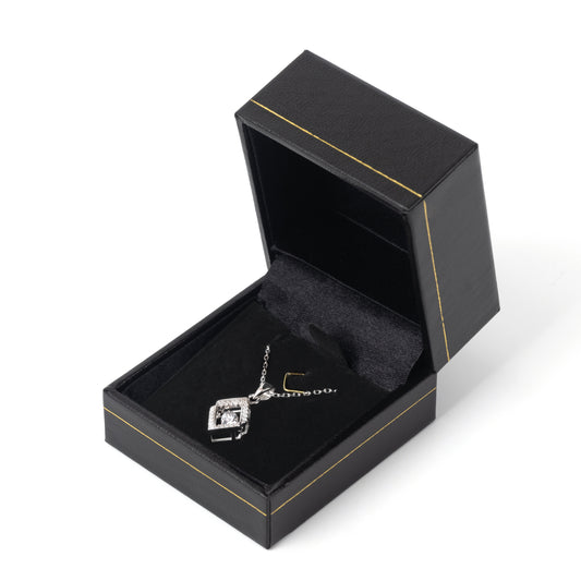 24PCS Black Pendant Box With Gold Trim For Man Women Wedding