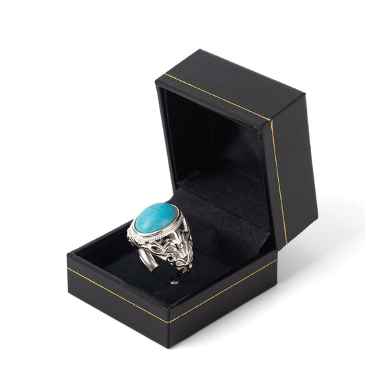 24PCS Black Leatherette Ring Box With Gold Trim