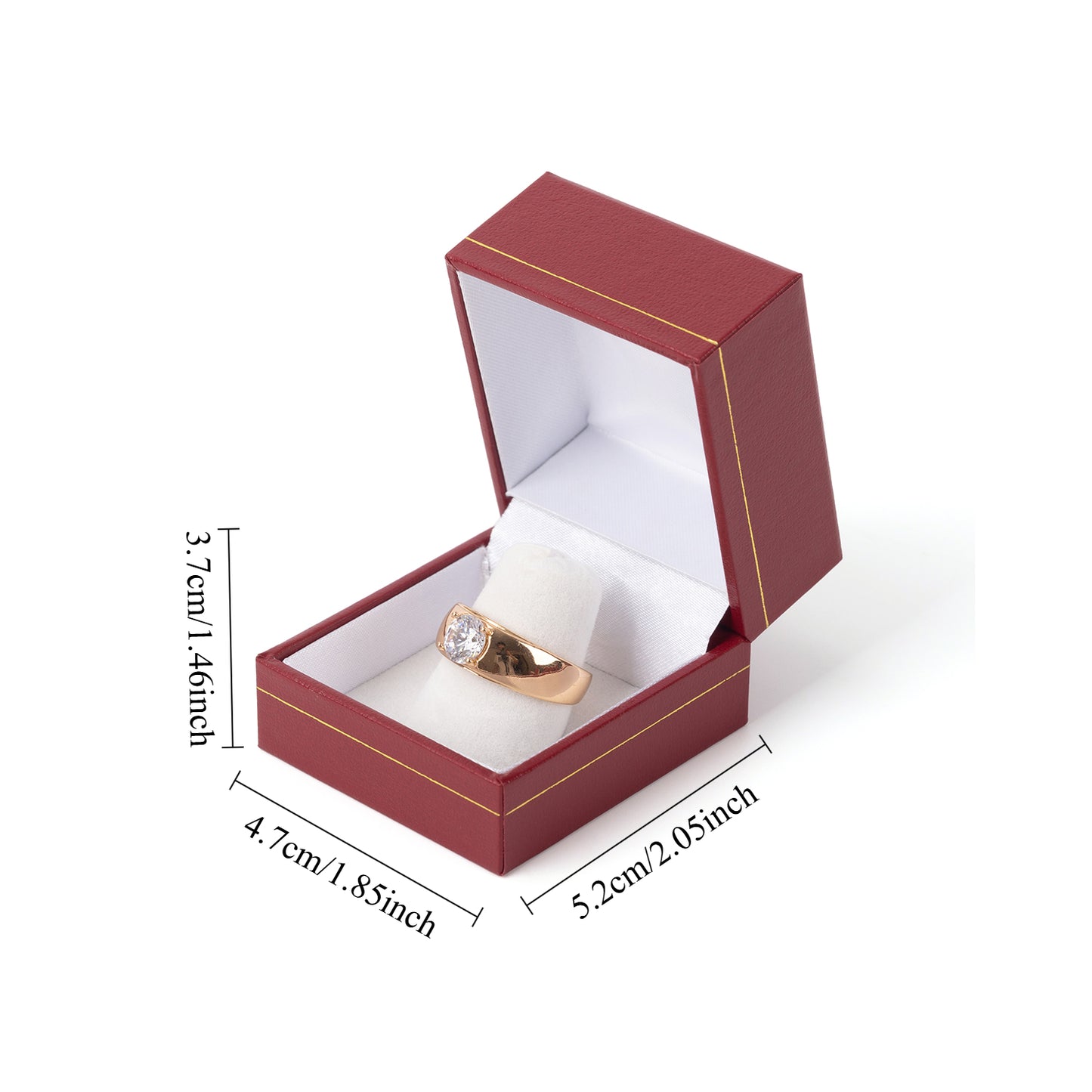 24PCS Red Square Gold Trim Ring Box