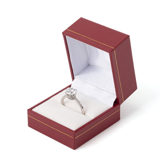 24PCS Red Ring Box With Gold Trim For Wedding Proposal Engagement