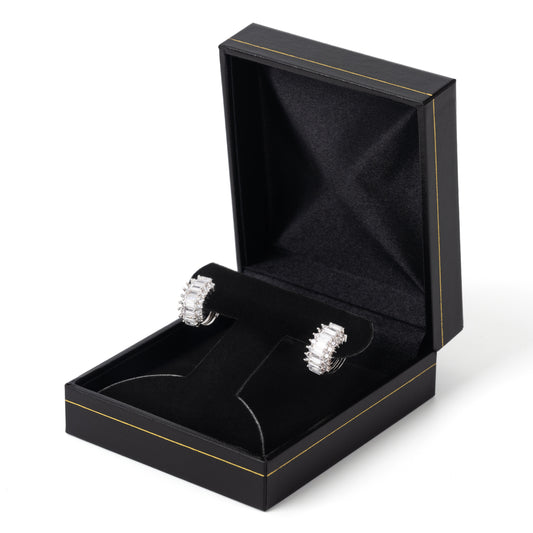 12PCS Black Hoop Earring Box With Gold Trim