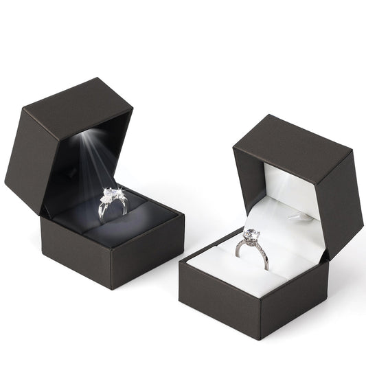 10PCS Black Ring Box With LED Light
