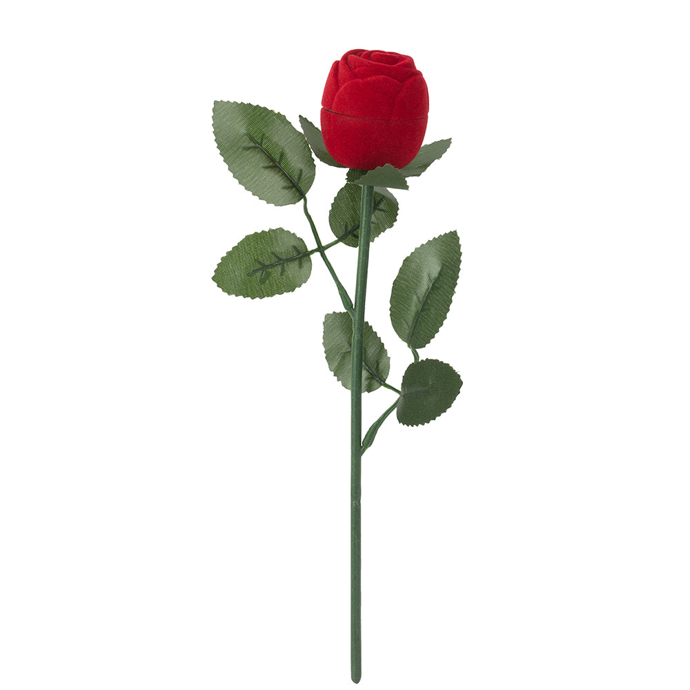 24 PCS Red Rose Flocking Velvet Ring Boxes With Branches