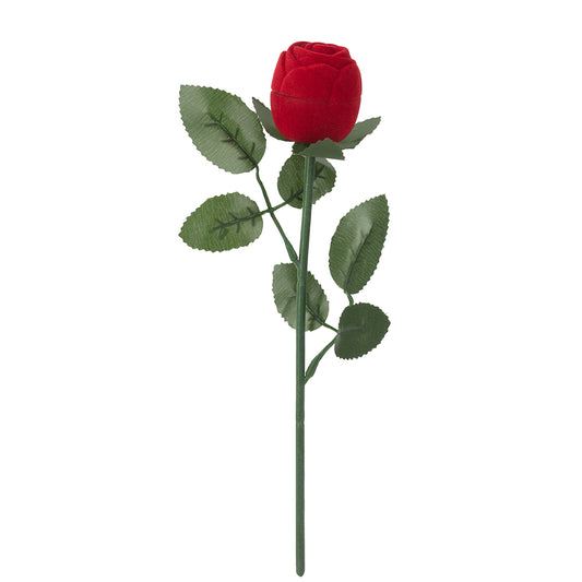 24PCS (F08-R2-R) Red Rose Flocking Velvet Ring Boxes With Branches