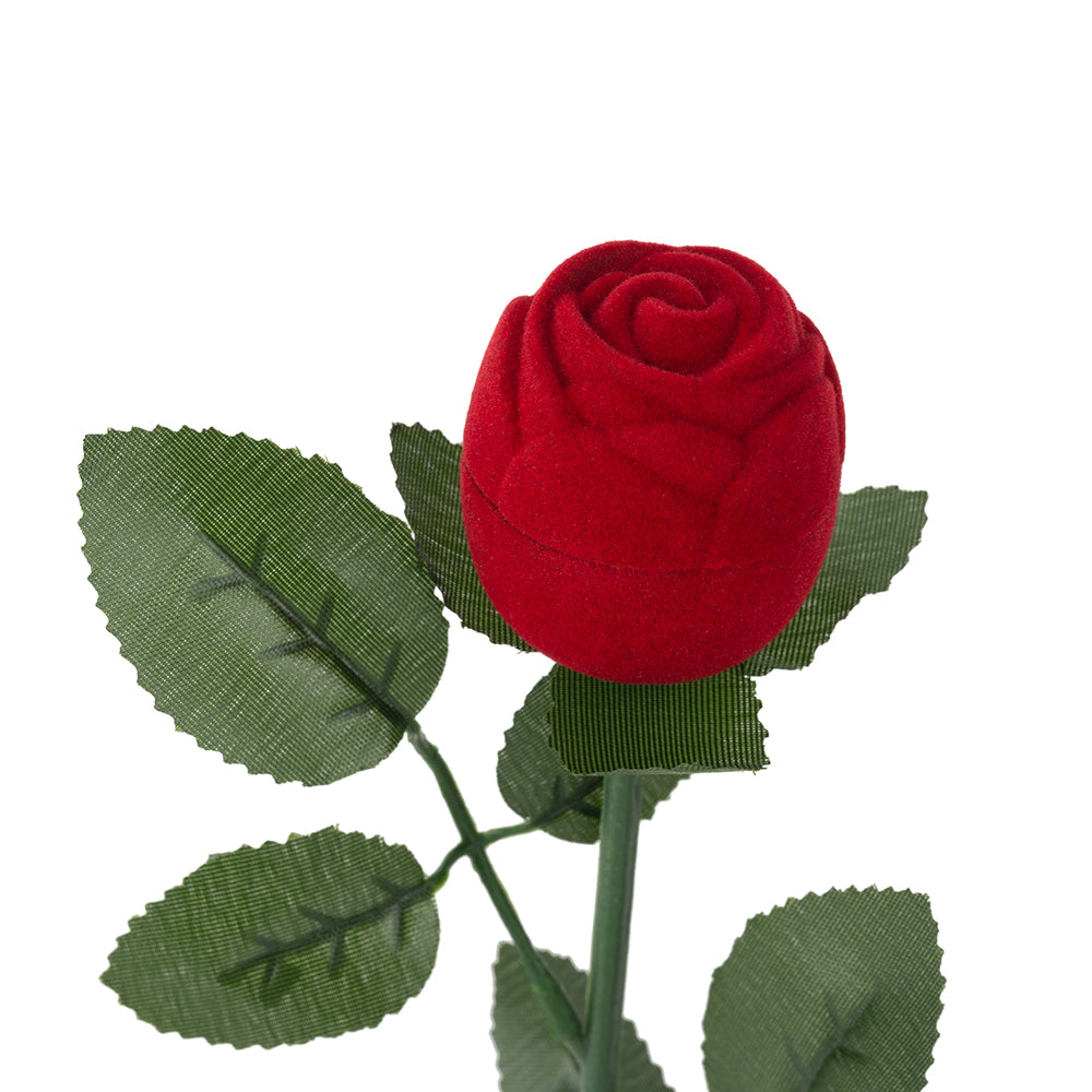 24 PCS Red Rose Flocking Velvet Ring Boxes With Branches