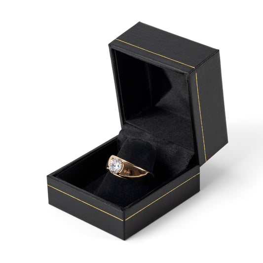 24PCS Black Square Gold Trim Ring Box
