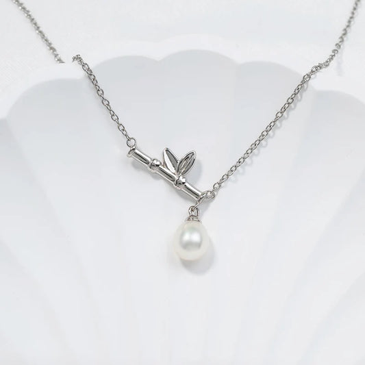 925 sterling silver women teardrop pearl charm drop pendant necklace with pearl pendant