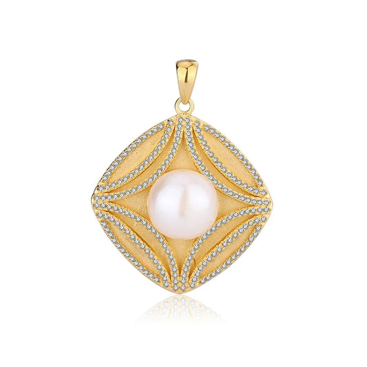 Fine jewelry custom mossanite pearl gold plated pendant charms necklace