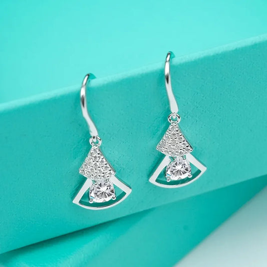 Jeweller Buy High Quality 925 Sterling Silver Huggie Dangle Earrings Trendy Skirt Shape Pear Cut Design for Gift