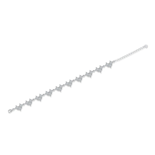 Silver 925 Diamond Brilliant Cut 1 Carat D Color Moissanite Shape Bracelet Cute Gemstone Chain