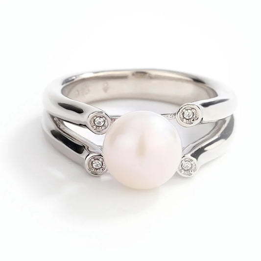 925 sterling silver simple vintage large big freshwater pearl ring design in silver