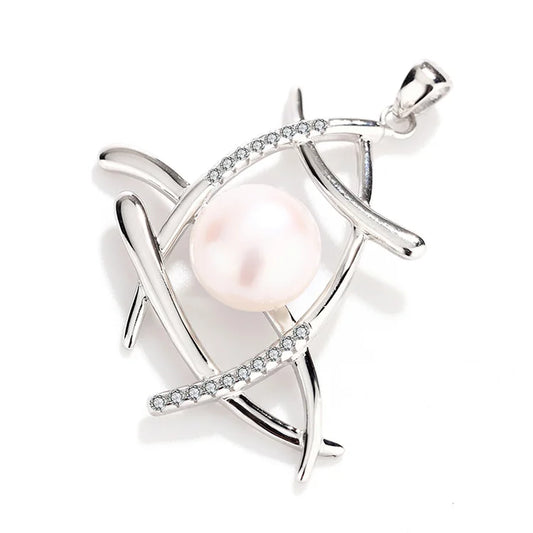 Fashion jewelry 925 sterling silver dainty diamond necklace pendants and charms with freshwater pearl