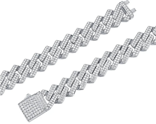 Moissanite Necklace Bracelet , 925 Silver Cuban ChainCuban Bracelet Clavicle Chain For Men And Women.Engageme party Hiphop Rock