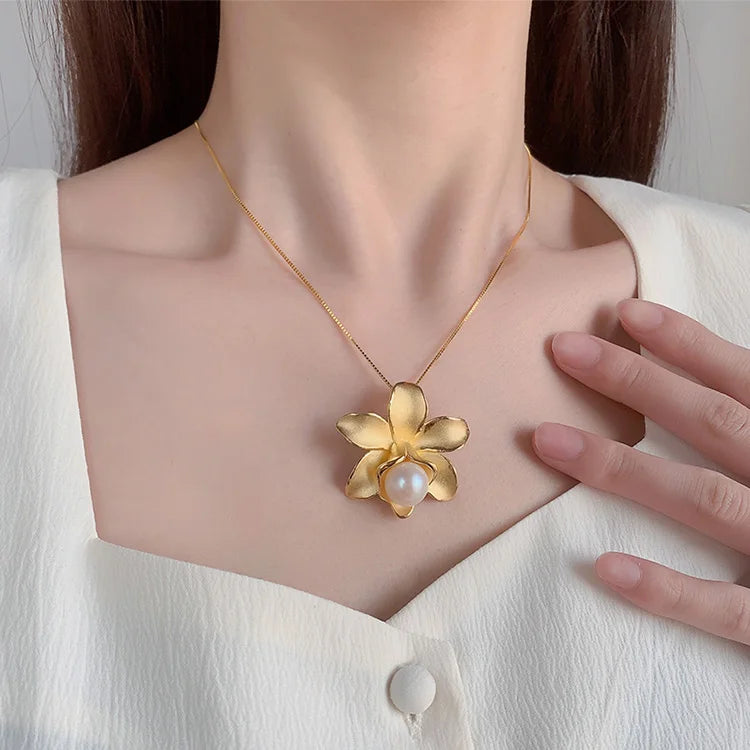 Custom freshwater pearl gold plated 925 pure sterling silver pendant for women