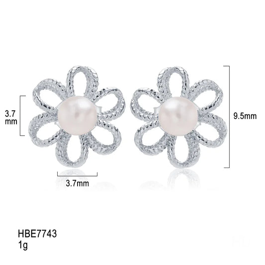 High Finish Lady 925 silver pearl flower earrings Personalized Fine Jewelry Suitable Accessory For Young Women