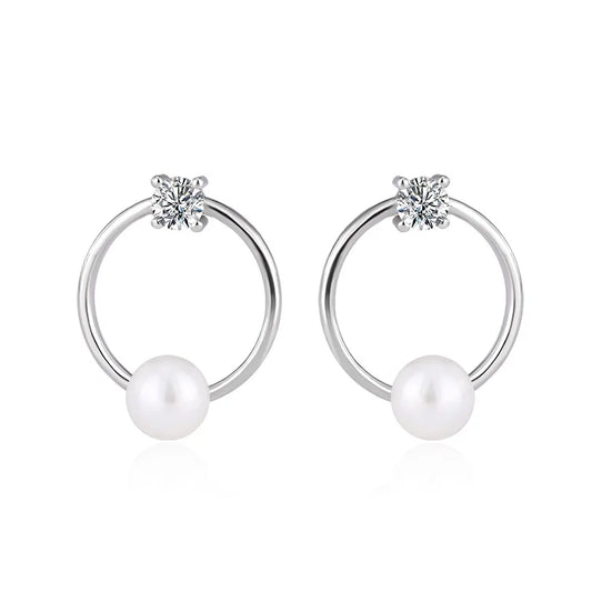 Custom jewelry set fashion ring silver pearl pendant necklace and studs earrings set