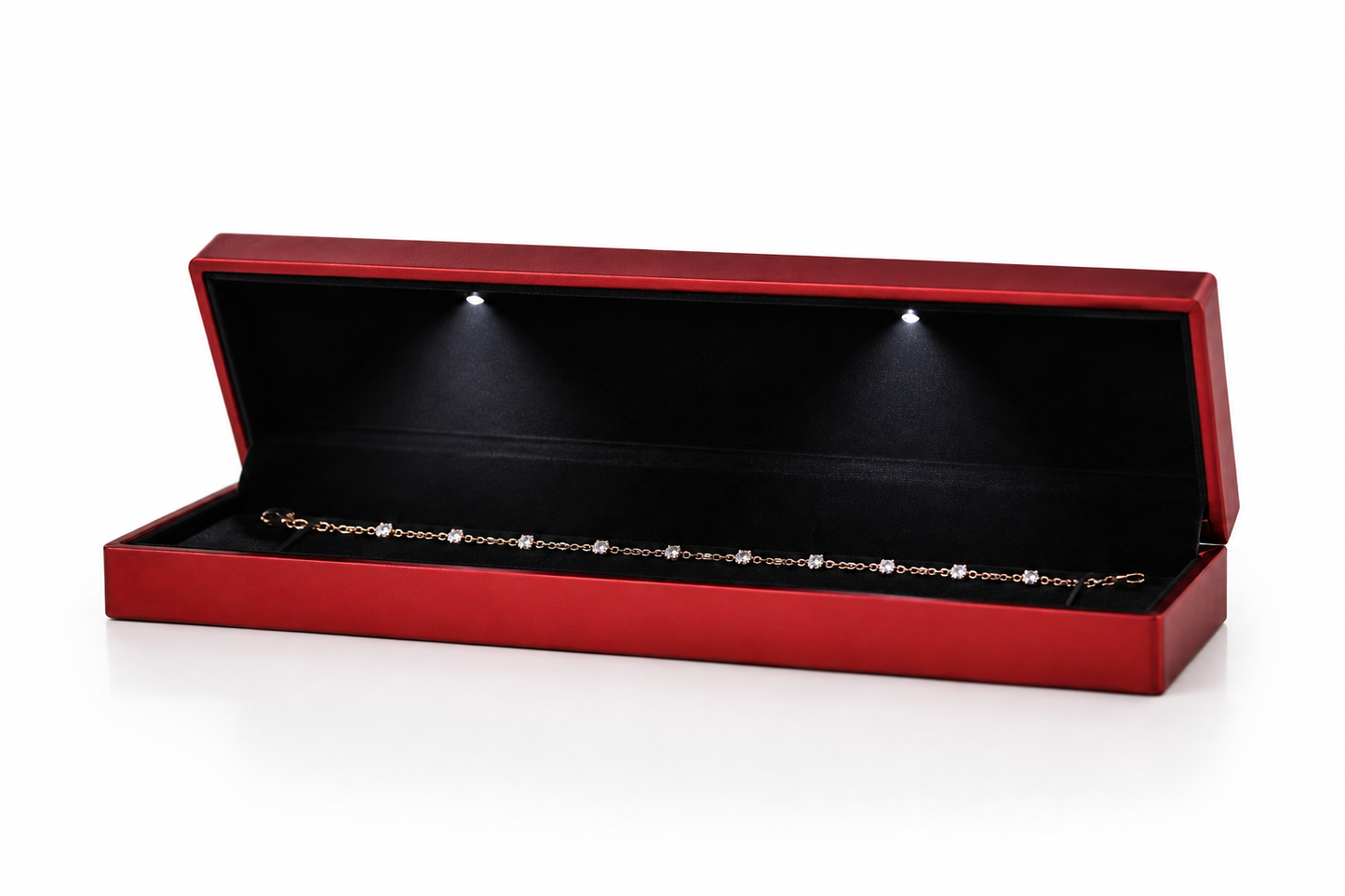 Red Bracelet Box with Dual LED Lights and Black Interior – Jeweller Buy