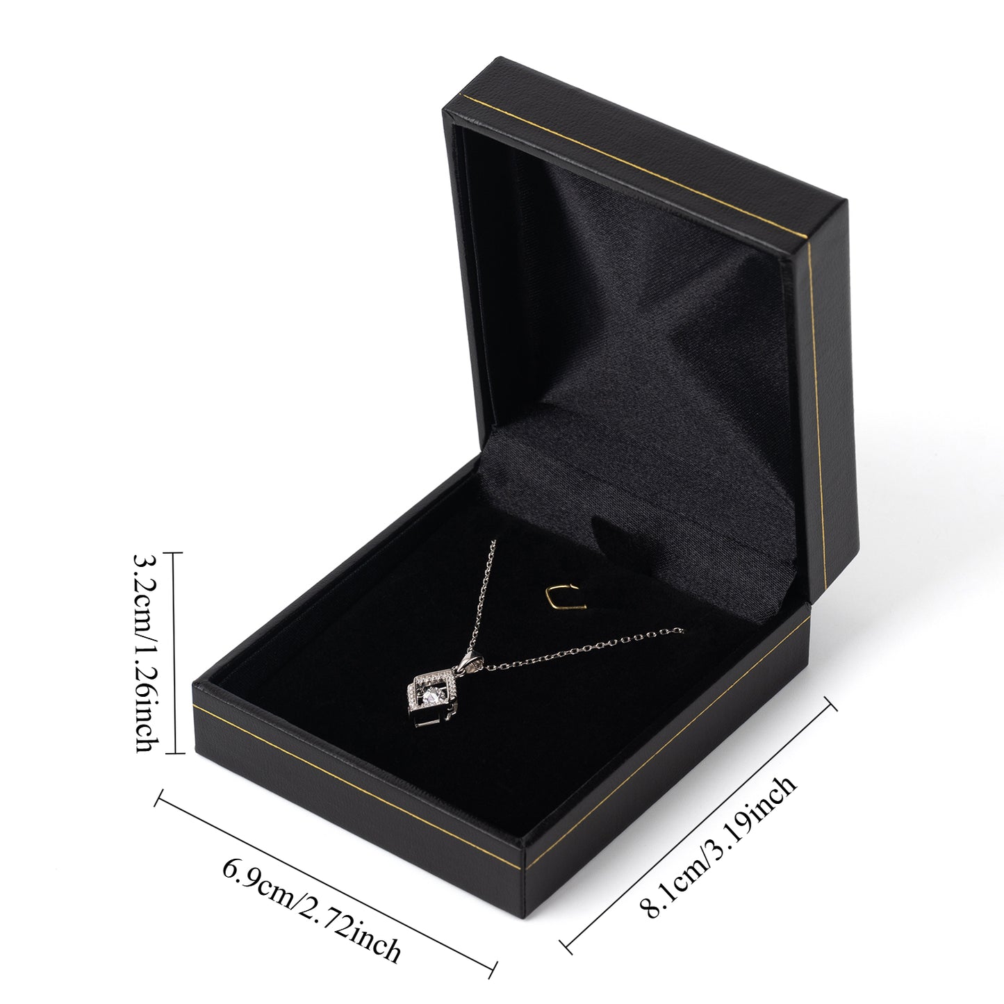 12PCS Classic Black Leatherette Necklace Pendant Jewelry Box
