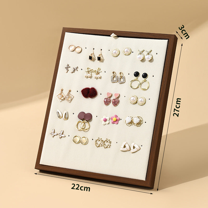 Black Walnut Vertical Ring Stud Earrings Display Stand