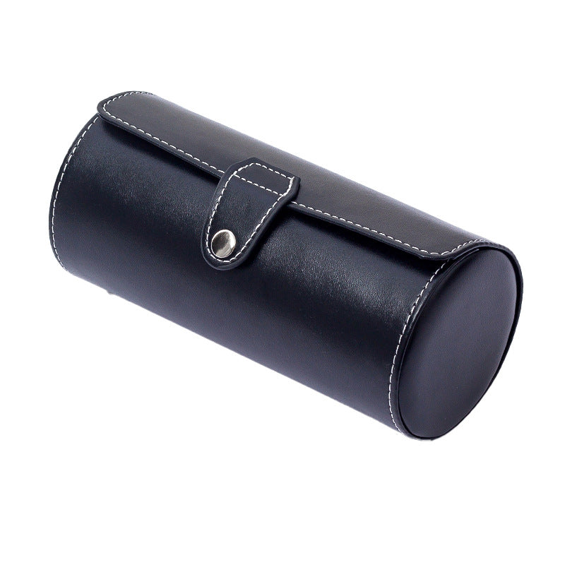 3-digit Round Watch Box Wrist High-end Leather Watch Boxes