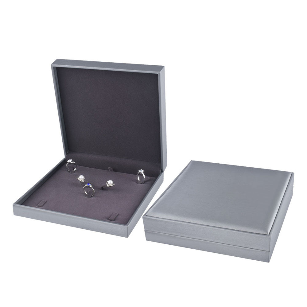 Cajas de joyería grandes cubiertas de PU color champán, precio por 3 piezas