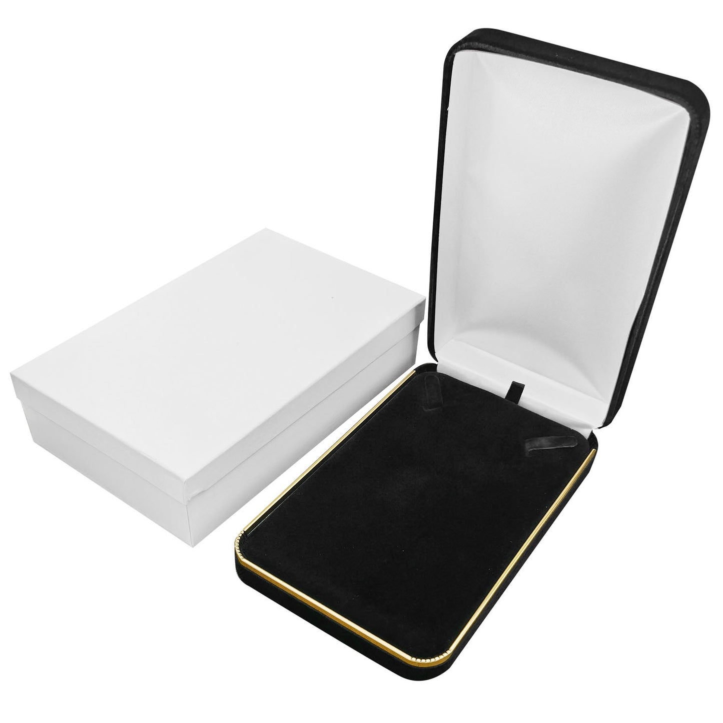 6PCS Black Velvet Necklace Boxes With Gold Trim
