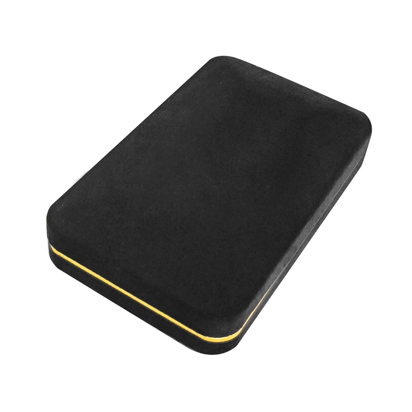 Cajas para anillos de terciopelo negro con borde dorado, precio por 12 piezas