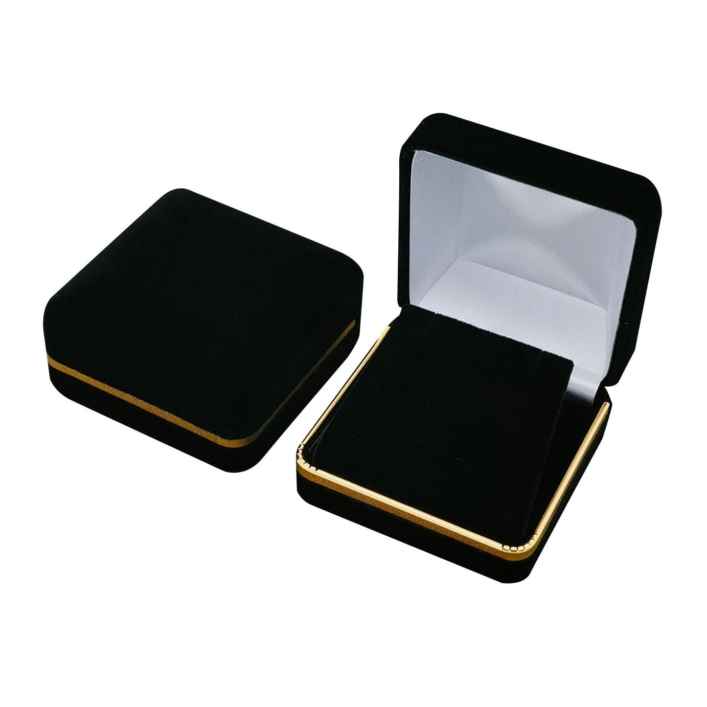 12PCS Black Pendant Velvet Earring Boxes With Gold Trim