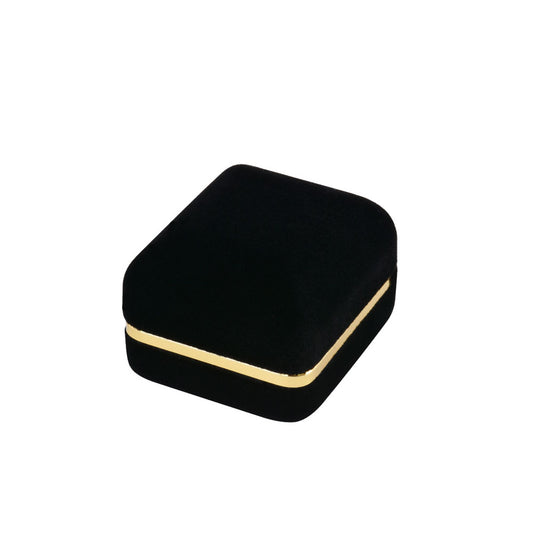 12PCS (SR3-BK) Black Velvet Ring Boxes With Gold Trim
