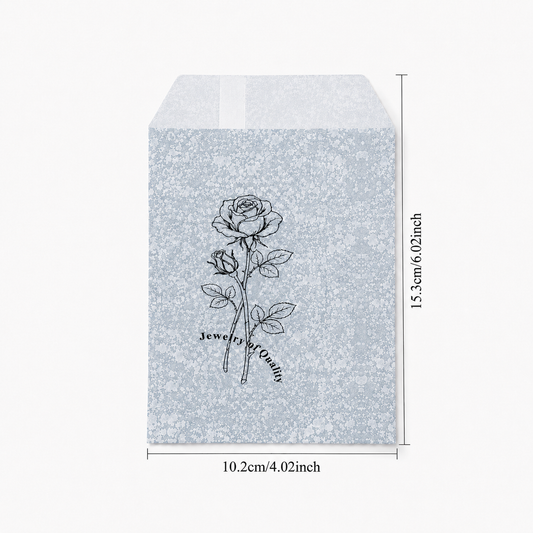 Silver Rose Self-Seal Jewelry Paper Envelopes – 4 × 6 in, 100 Pack