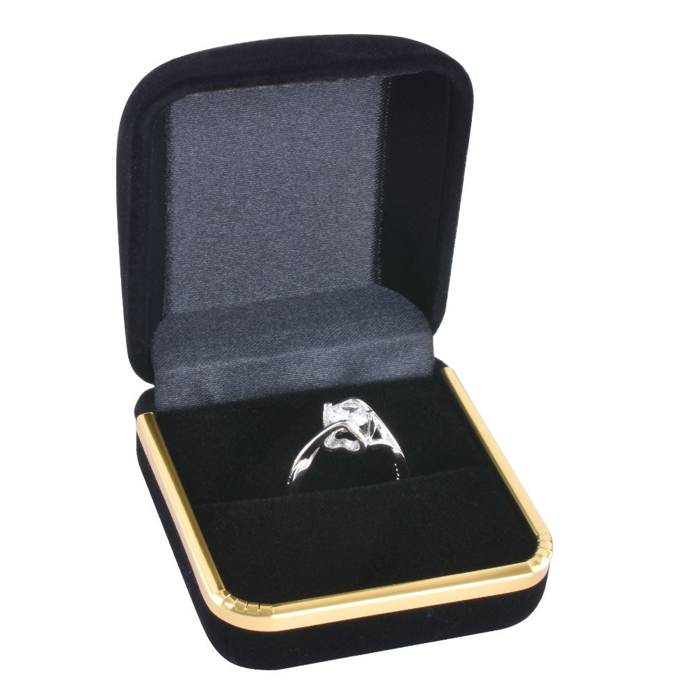 48PCS Black Flocking Ring Boxes