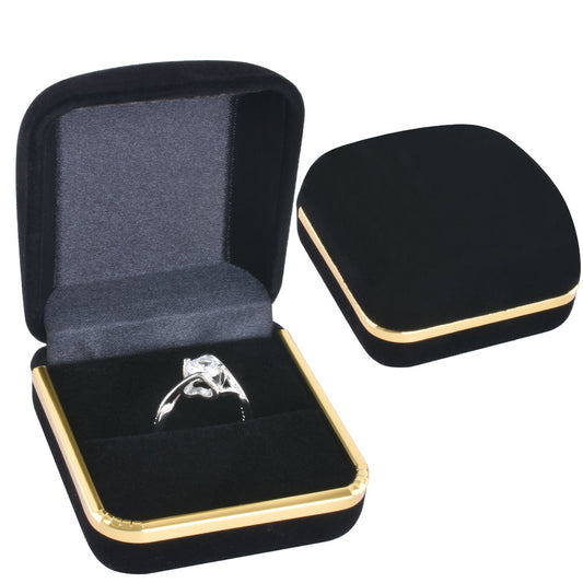 48PCS Black Flocking Ring Boxes