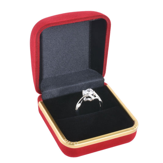 48PCS Red Flocking Ring Boxes