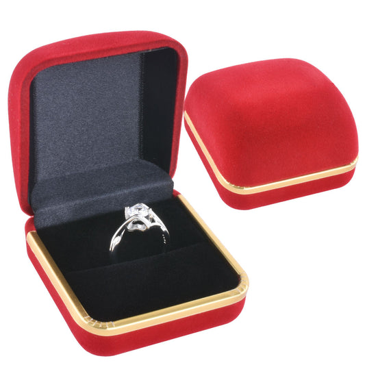 48PCS Red Flocking Ring Boxes