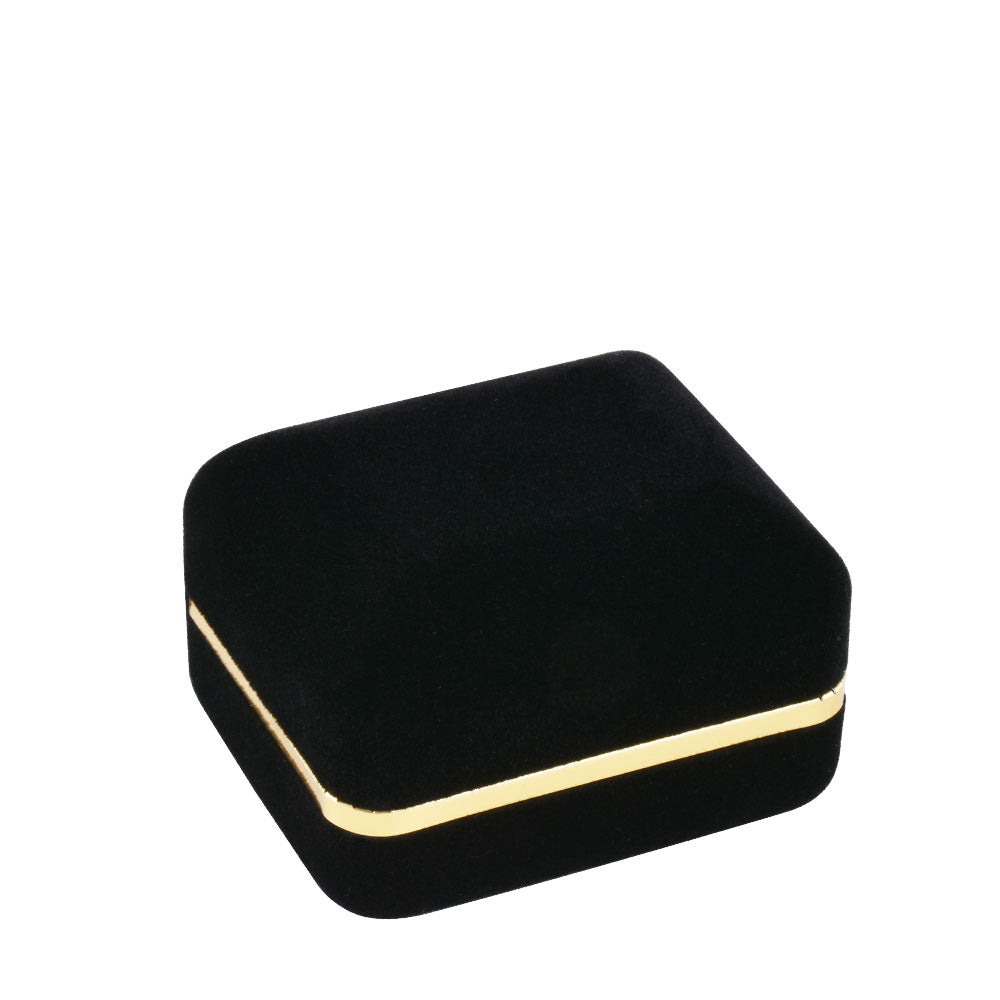 12PCS Black Velvet Double Ring Boxes with Gold Trim