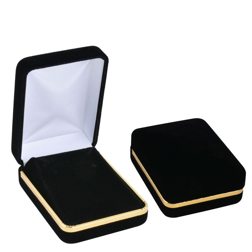12PCS Black Velvet Pendant Earring Necklace Boxes With Gold Trim